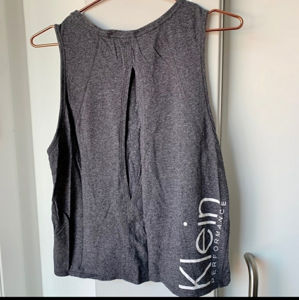 Calvin Klein Grey Performance Open Back Crop Top - Picture 5 of 6